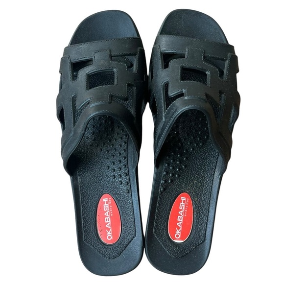Okabashi Black Slide Sandals Women Size 7 USA Comfort Slip-On water-resistant - Picture 2 of 8